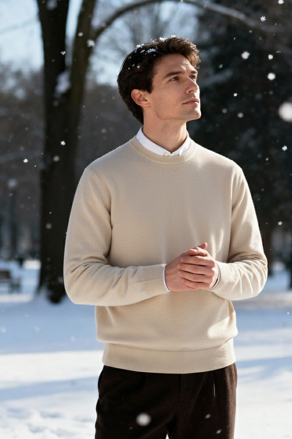 Gestricktes Sweatshirt mit Gerippten Abschlüssen | Moritz – Eierschale