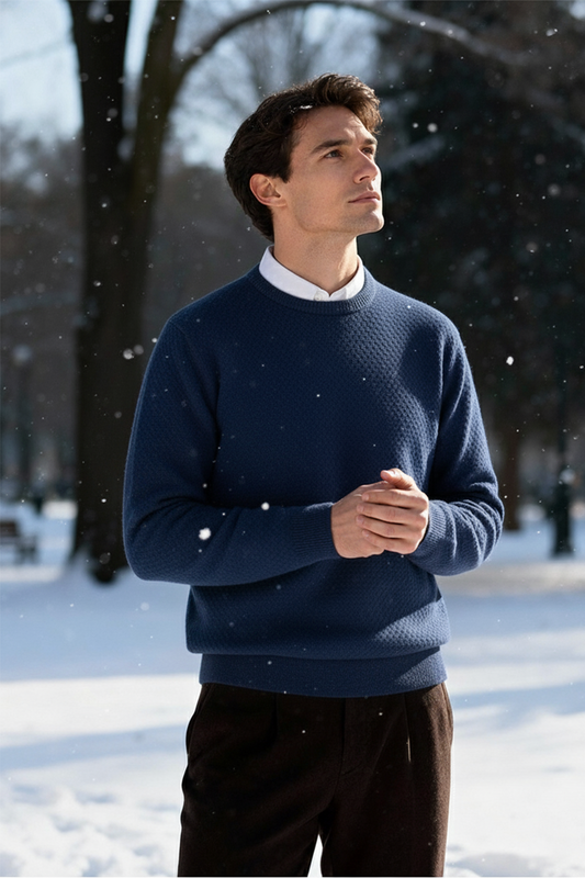 Gestricktes Sweatshirt mit Gerippten Abschlüssen | Jonas – Mitternachtsblau