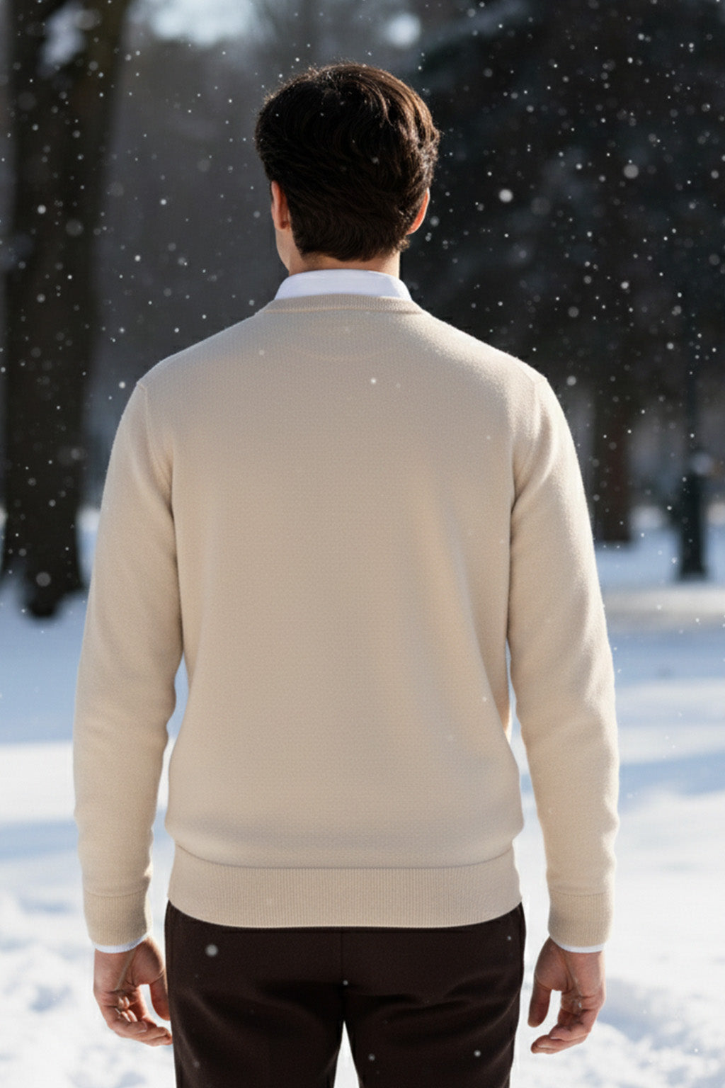 Gestricktes Sweatshirt mit Gerippten Abschlüssen | Moritz – Eierschale