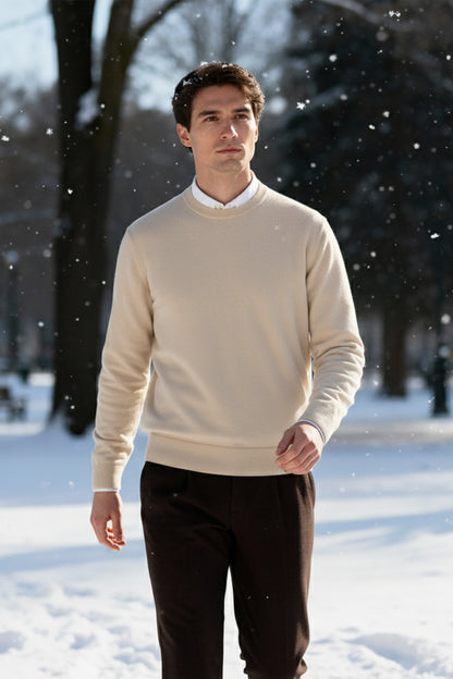 Gestricktes Sweatshirt mit Gerippten Abschlüssen | Moritz – Eierschale