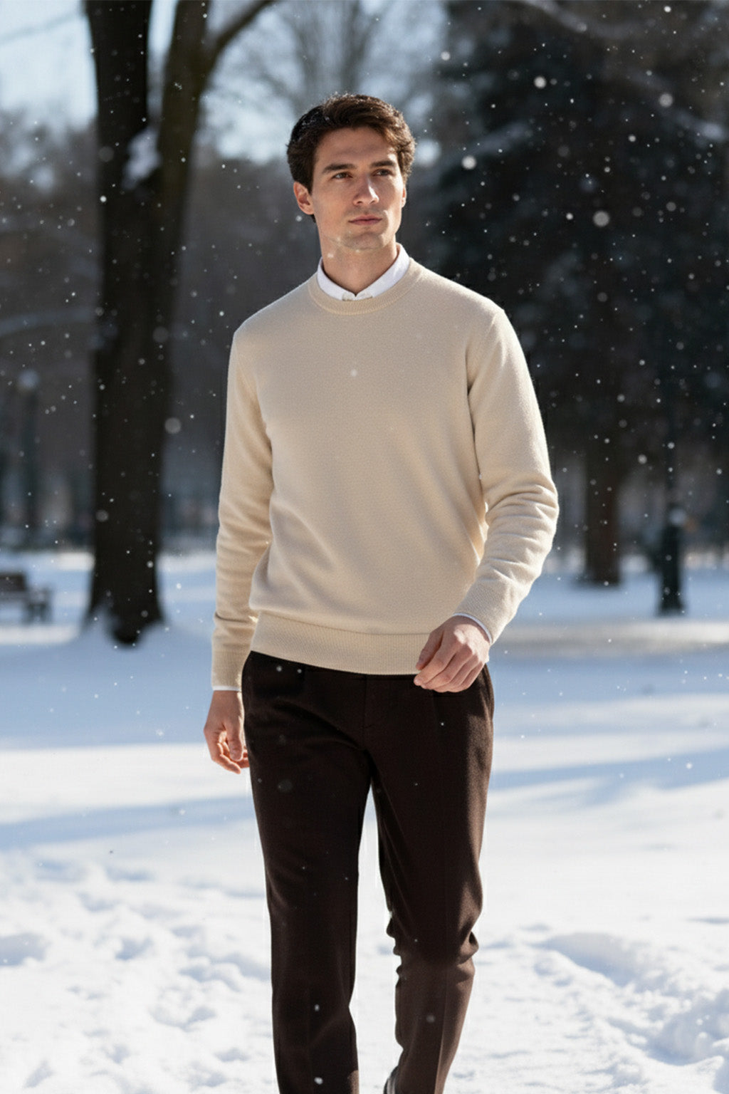 Gestricktes Sweatshirt mit Gerippten Abschlüssen | Moritz – Eierschale