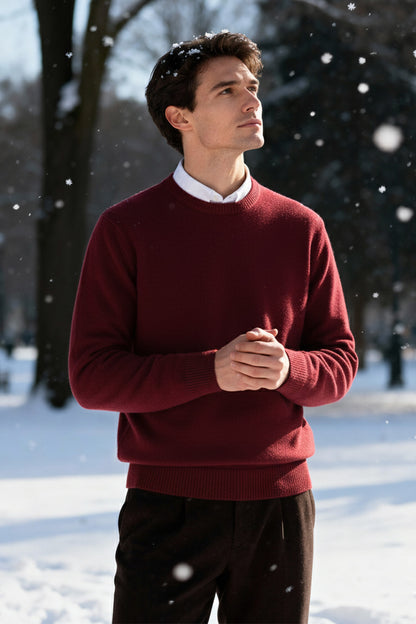 Gestricktes Sweatshirt mit Gerippten Abschlüssen | Tobias – Kastanienrot