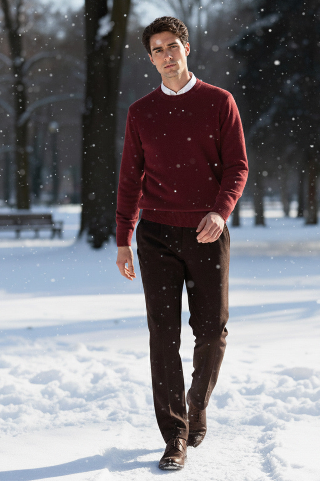 Gestricktes Sweatshirt mit Gerippten Abschlüssen | Tobias – Kastanienrot