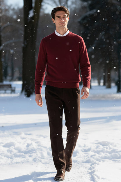 Gestricktes Sweatshirt mit Gerippten Abschlüssen | Tobias – Kastanienrot