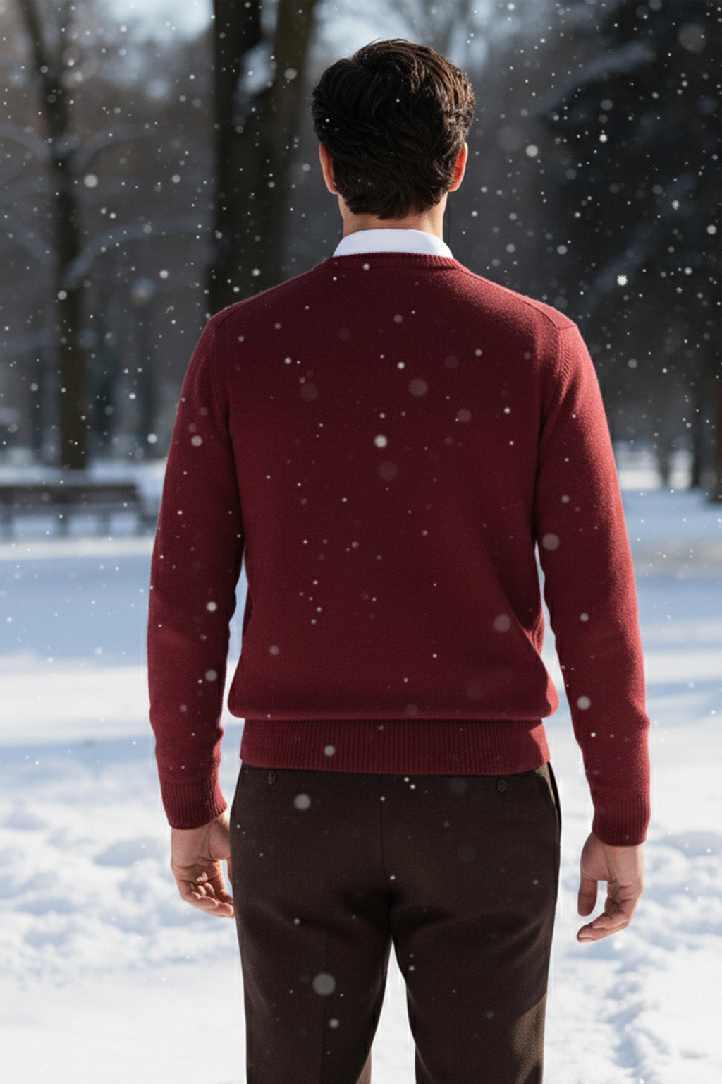 Gestricktes Sweatshirt mit Gerippten Abschlüssen | Tobias – Kastanienrot