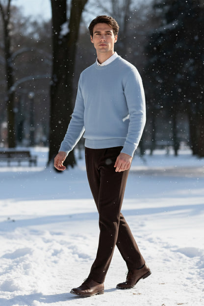 Gestricktes Sweatshirt mit Gerippten Abschlüssen | Lukas – Hellblau