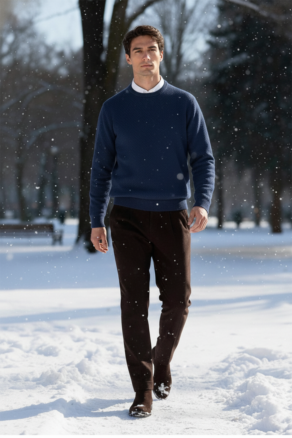 Gestricktes Sweatshirt mit Gerippten Abschlüssen | Jonas – Mitternachtsblau