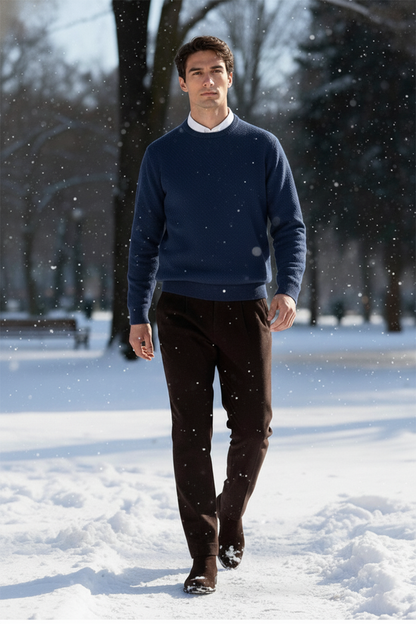 Gestricktes Sweatshirt mit Gerippten Abschlüssen | Jonas – Mitternachtsblau