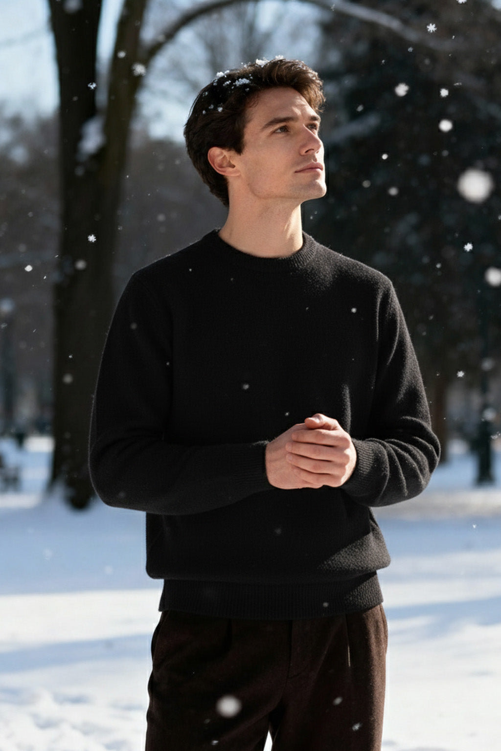 Gestricktes Sweatshirt mit Gerippten Abschlüssen | Markus – Schwarz