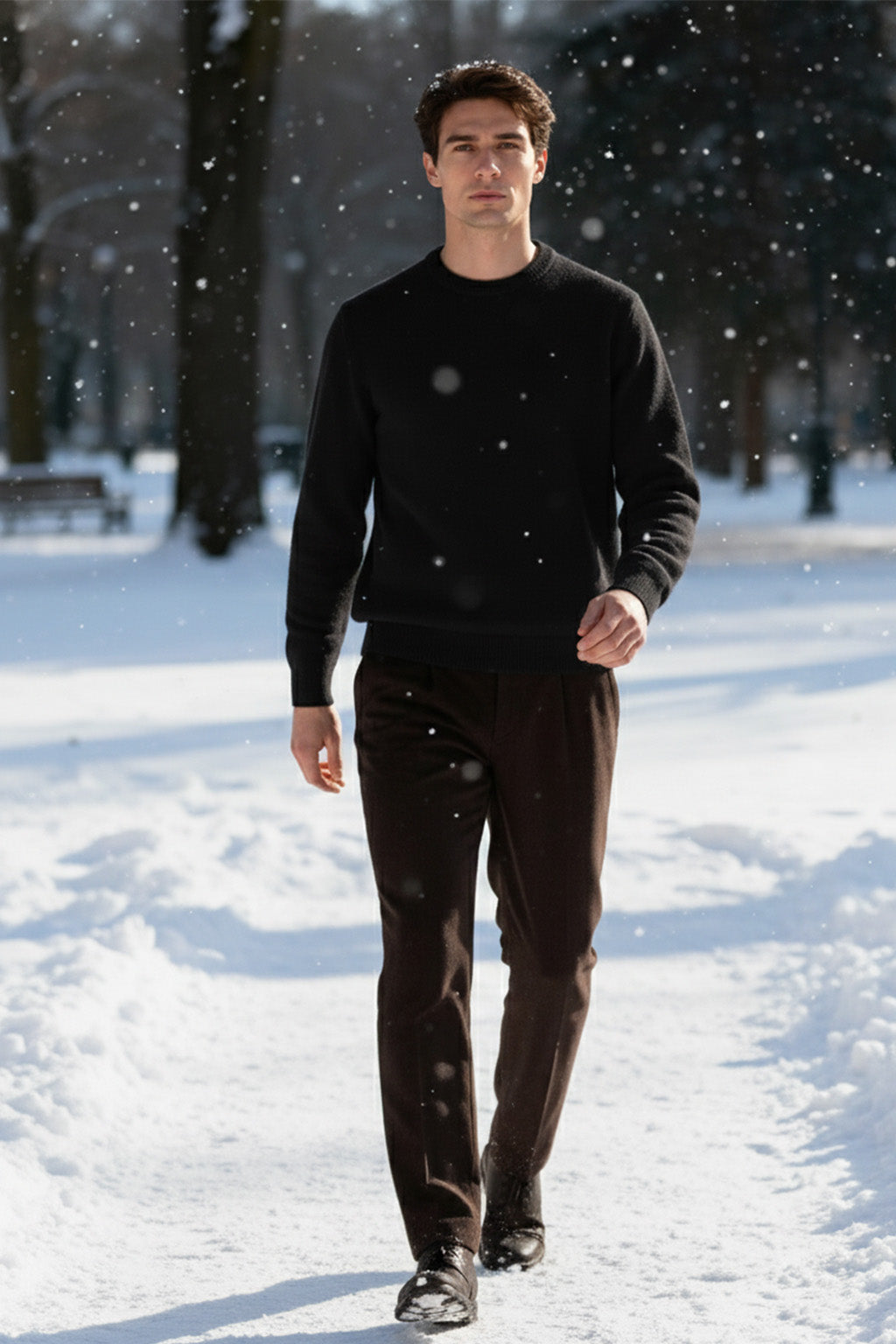 Gestricktes Sweatshirt mit Gerippten Abschlüssen | Markus – Schwarz