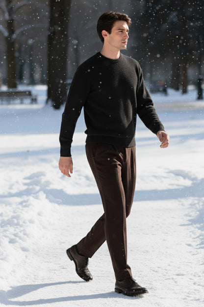 Gestricktes Sweatshirt mit Gerippten Abschlüssen | Markus – Schwarz