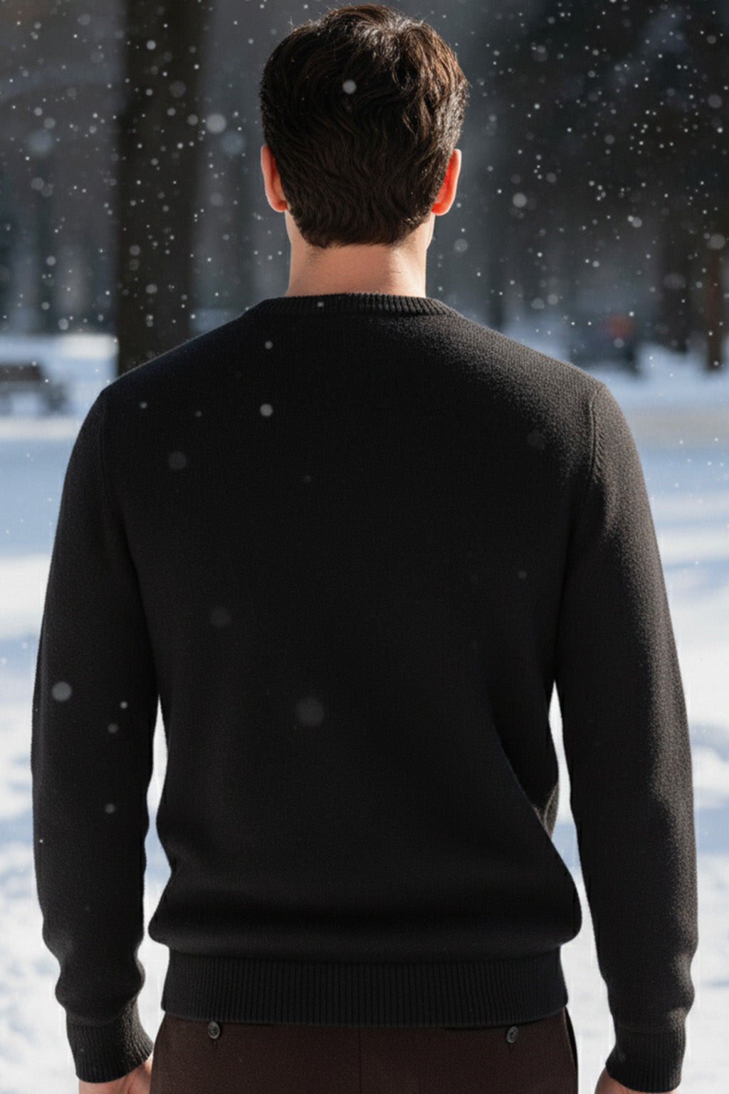 Gestricktes Sweatshirt mit Gerippten Abschlüssen | Markus – Schwarz
