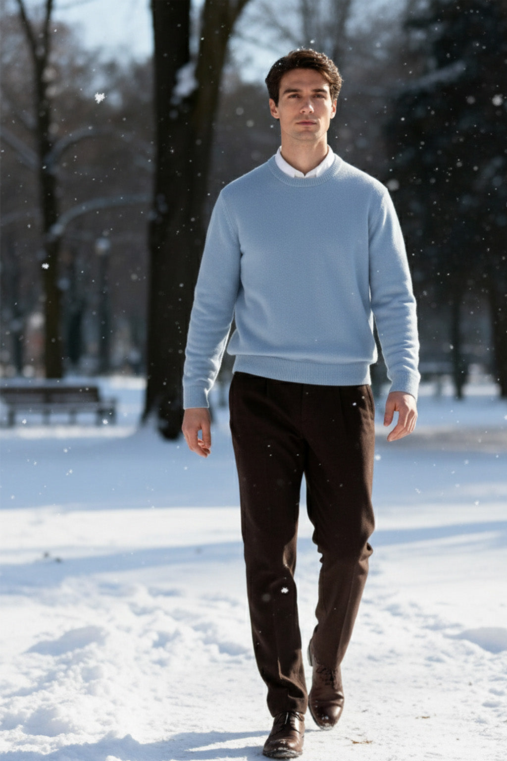 Gestricktes Sweatshirt mit Gerippten Abschlüssen | Lukas – Hellblau