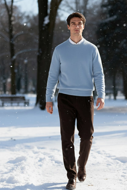 Gestricktes Sweatshirt mit Gerippten Abschlüssen | Lukas – Hellblau