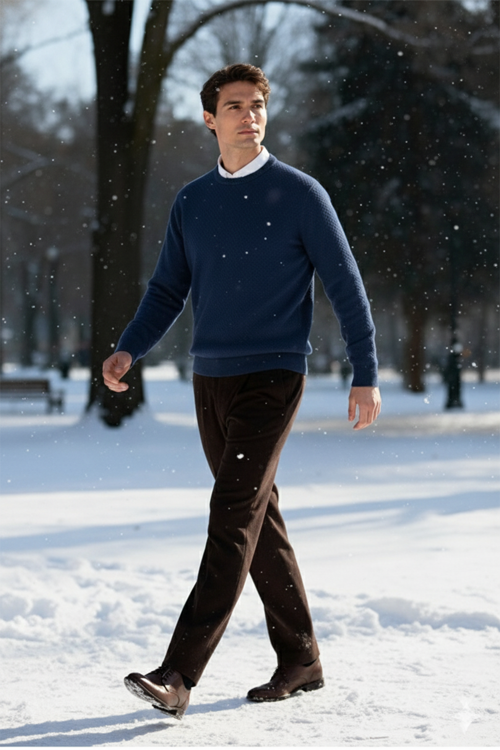 Gestricktes Sweatshirt mit Gerippten Abschlüssen | Jonas – Mitternachtsblau