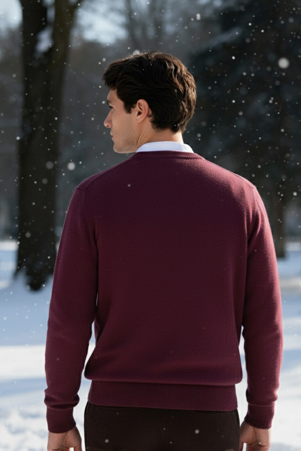 Gestricktes Sweatshirt mit Gerippten Abschlüssen | Sebastian – Aubergine