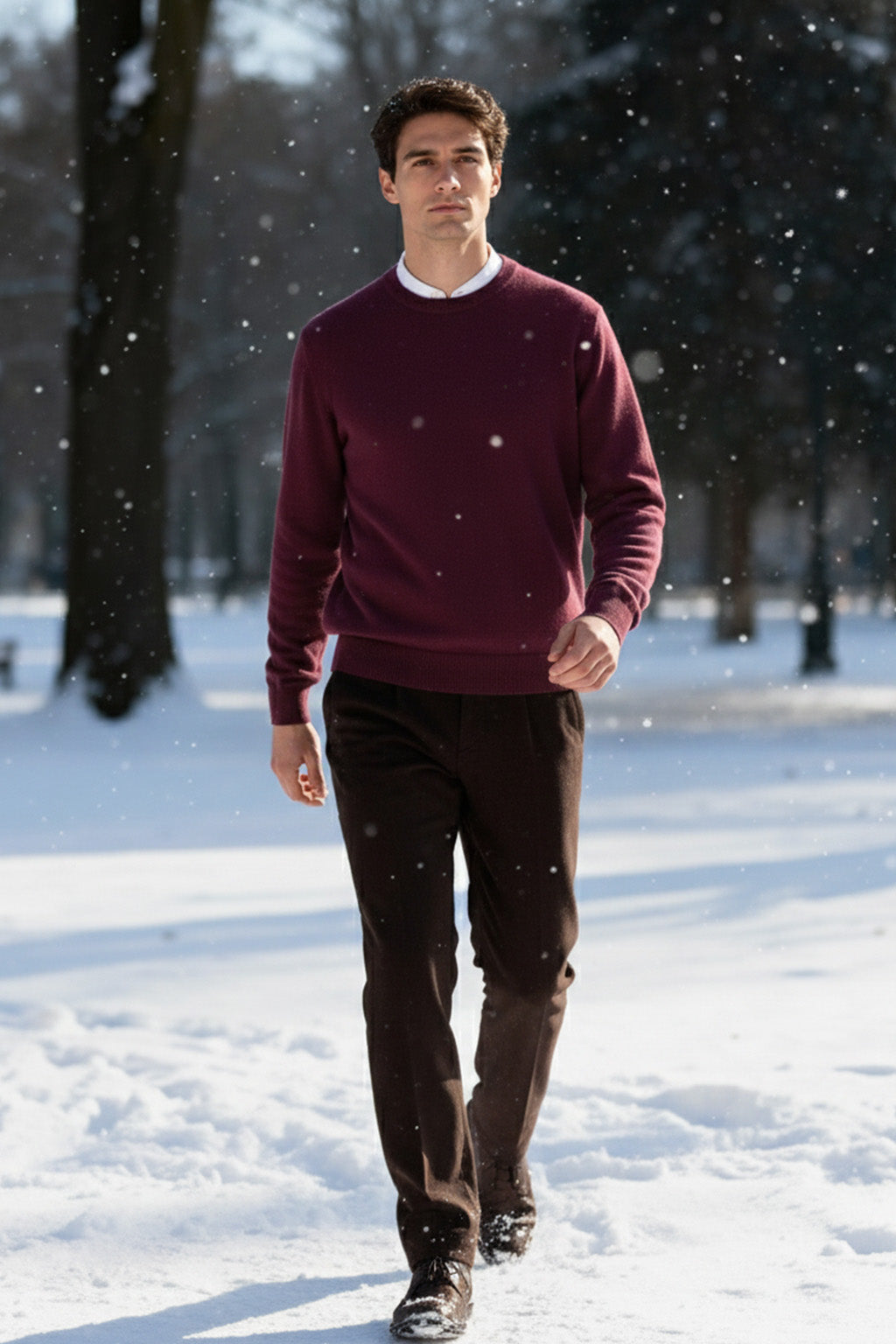 Gestricktes Sweatshirt mit Gerippten Abschlüssen | Sebastian – Aubergine