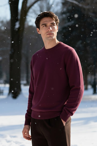 Gestricktes Sweatshirt mit Gerippten Abschlüssen | Sebastian – Aubergine