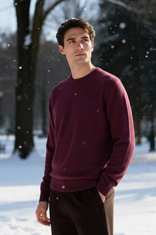 Gestricktes Sweatshirt mit Gerippten Abschlüssen | Sebastian – Aubergine