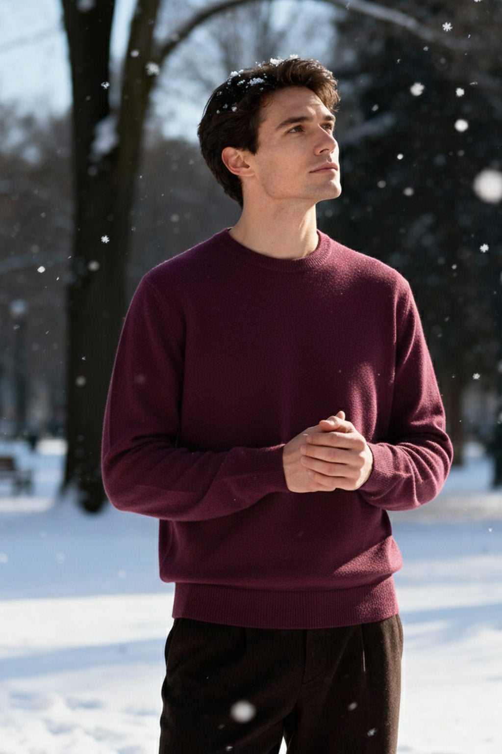 Gestricktes Sweatshirt mit Gerippten Abschlüssen | Sebastian – Aubergine