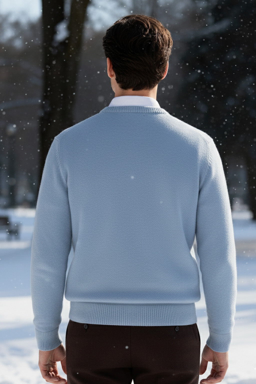 Gestricktes Sweatshirt mit Gerippten Abschlüssen | Lukas – Hellblau