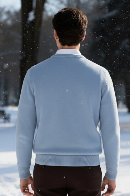 Gestricktes Sweatshirt mit Gerippten Abschlüssen | Lukas – Hellblau