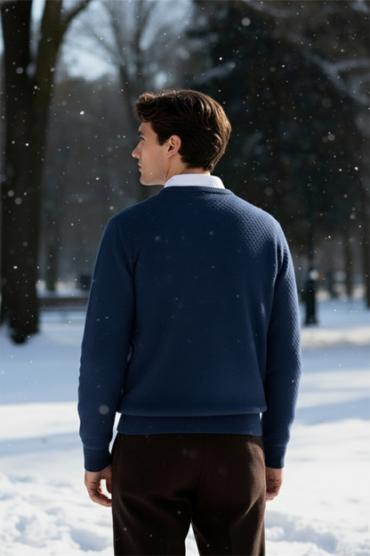 Gestricktes Sweatshirt mit Gerippten Abschlüssen | Jonas – Mitternachtsblau