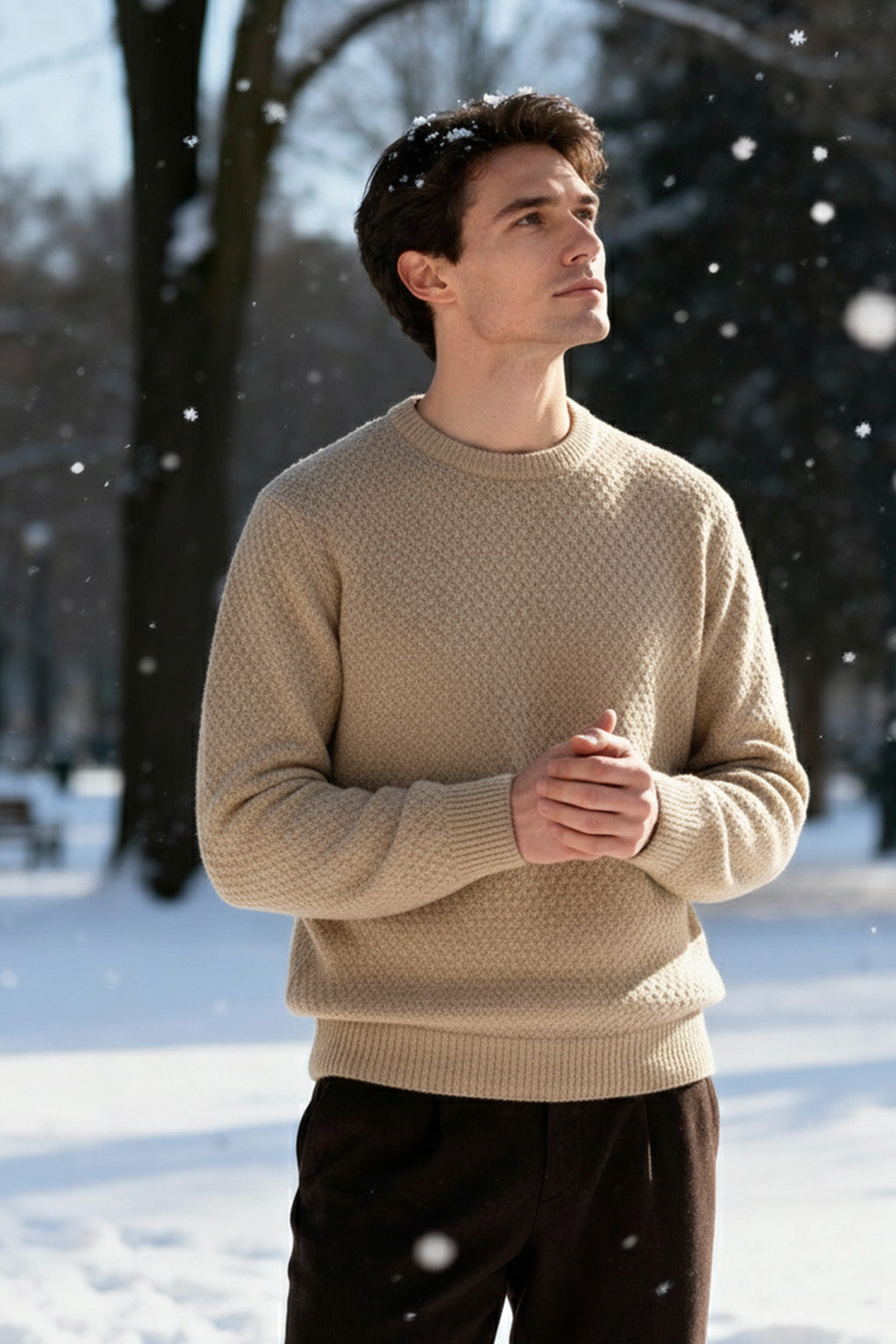 Gestricktes Sweatshirt mit Gerippten Abschlüssen | Fabian – Ecru