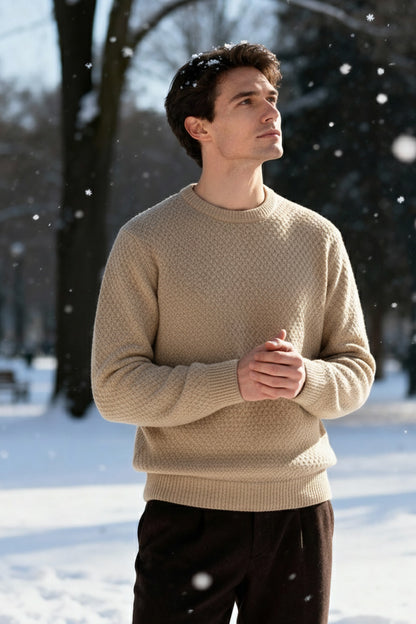 Gestricktes Sweatshirt mit Gerippten Abschlüssen | Fabian – Ecru