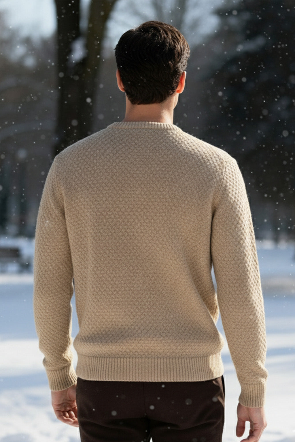 Gestricktes Sweatshirt mit Gerippten Abschlüssen | Fabian – Ecru